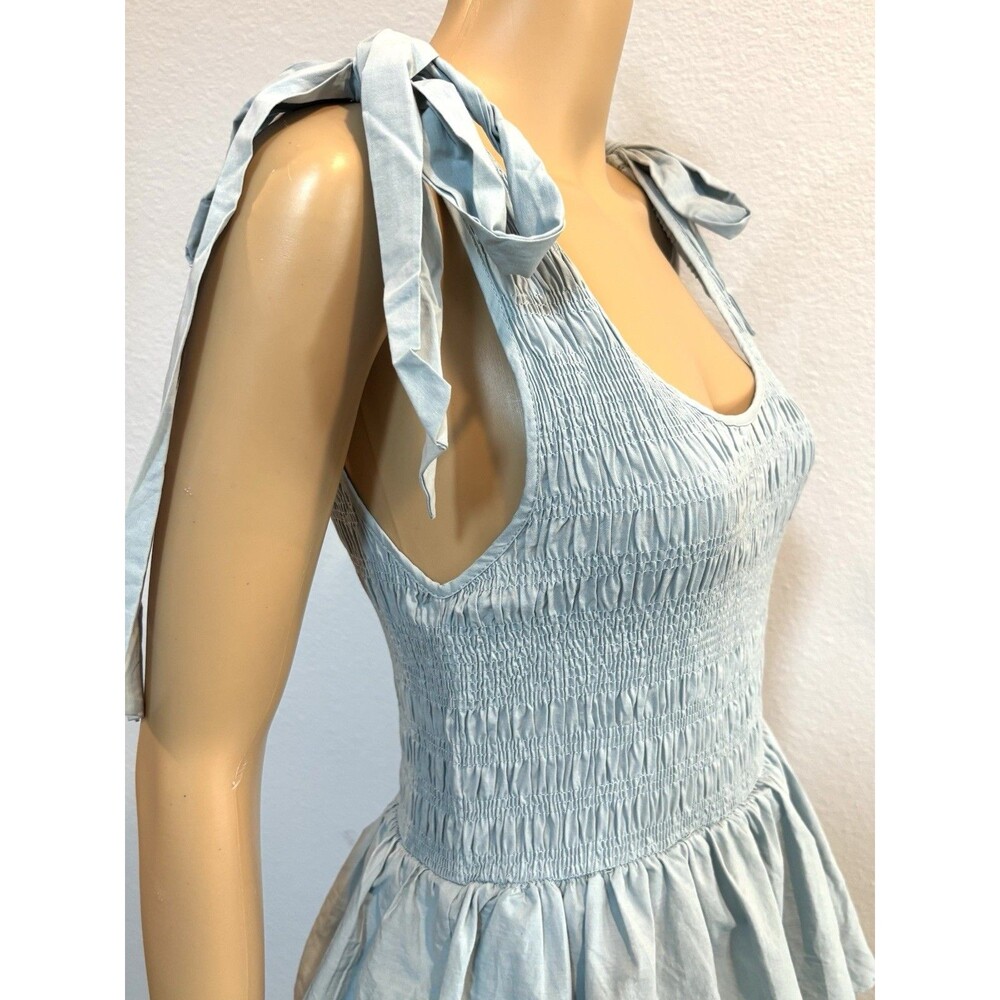 Mable Raphael Tiered Ruffle Maxi Dress Blue Smocked Boho Size Large NWOT - Picture 8 of 16